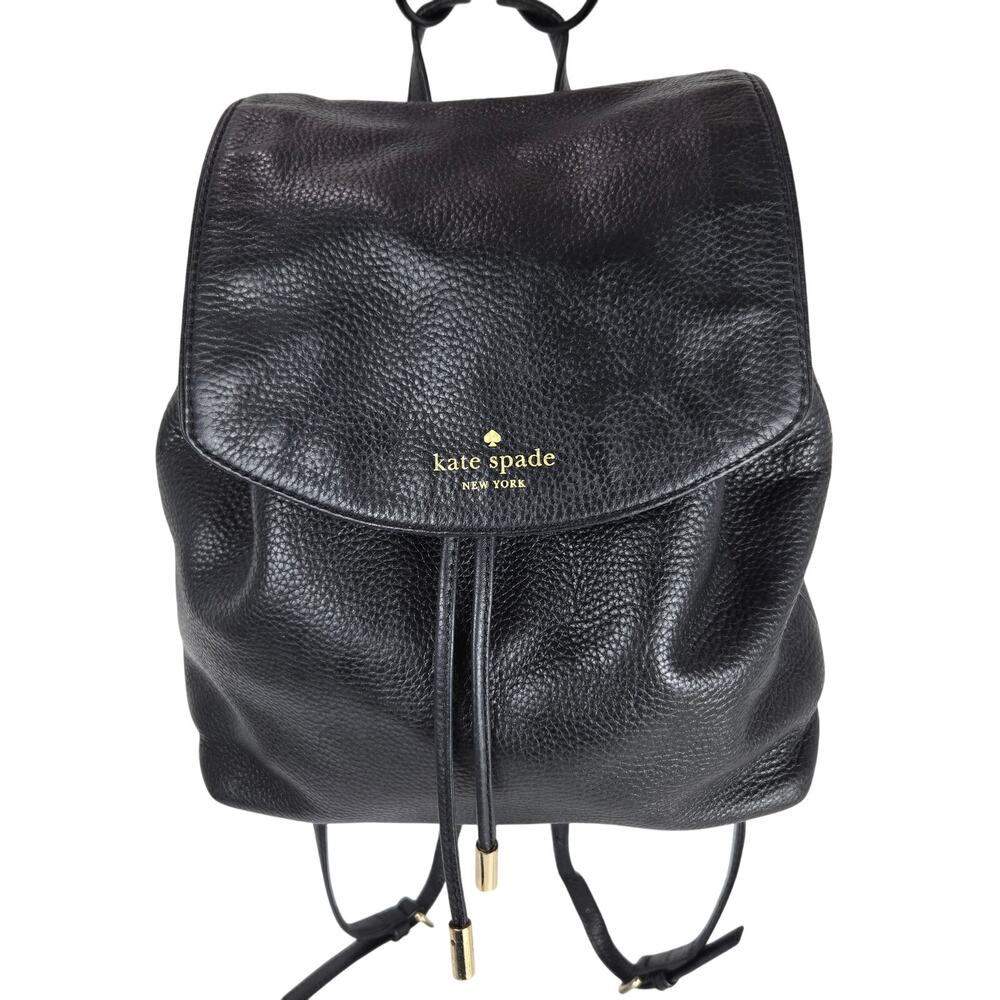 Kate Spade Black Mulberry Pebbled Leather Backpack #854 - Picture 1 of 13